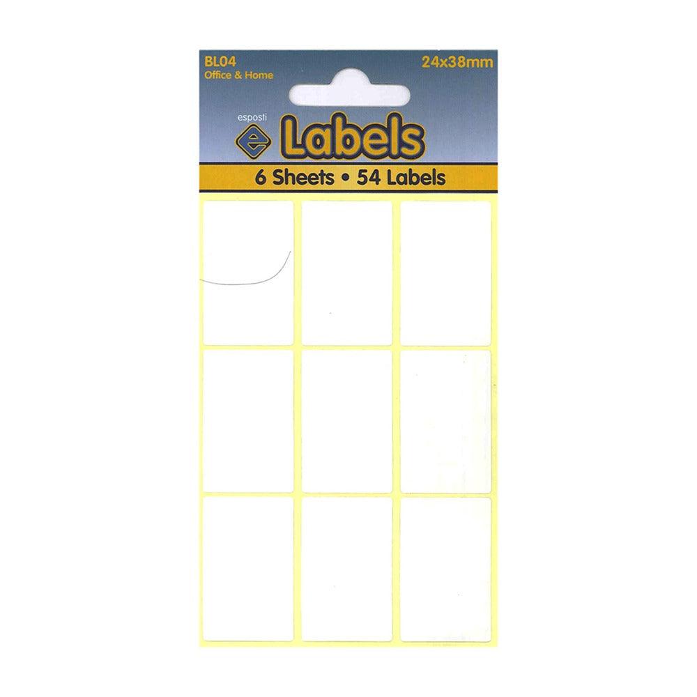Esposti White Adhesive Labels | 24X38mm 6pk