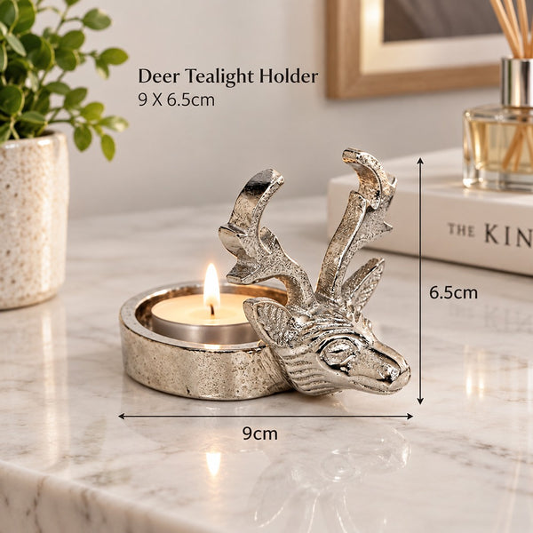 Deer Tealight Holder - Silver - 9cm