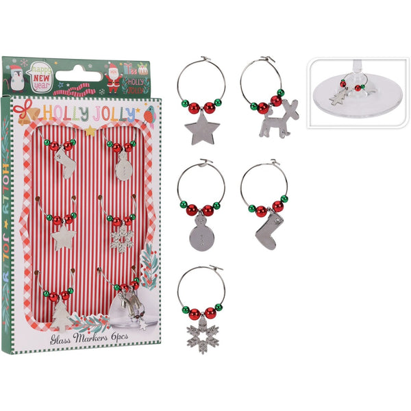Christmas Glass Markers Set of 6 | Festive Table Decoration
