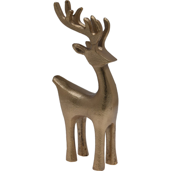 Christmas Gold Reindeer Ornament | 22 cm, Textured Metallic Finish