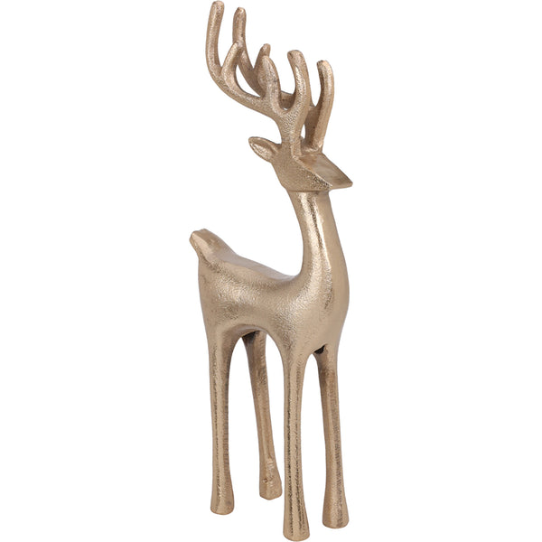 Christmas Gold Reindeer Ornament | 35cm, Textured Finish, Freestanding
