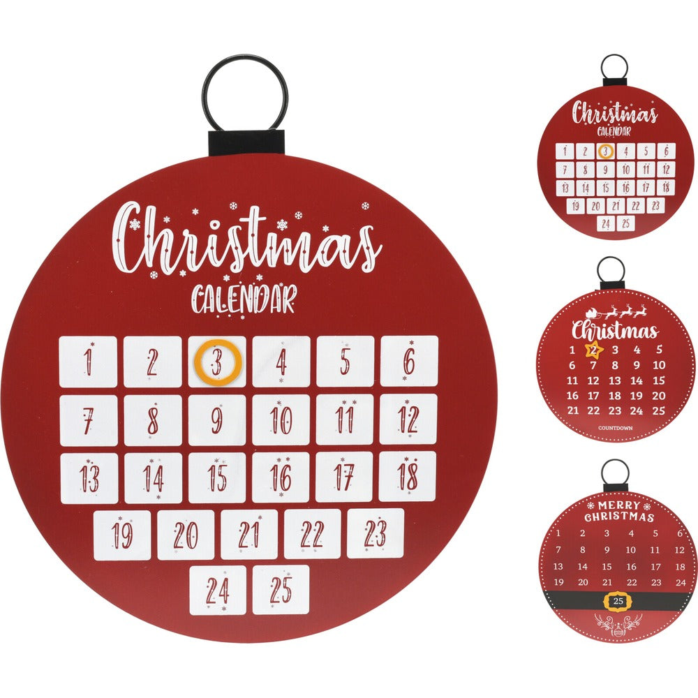 Christmas Calendar Round 40cm | Classic Red Room Decoration