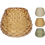Tealight Holder Glass Pinecone Design | Assorted Woodland Colours