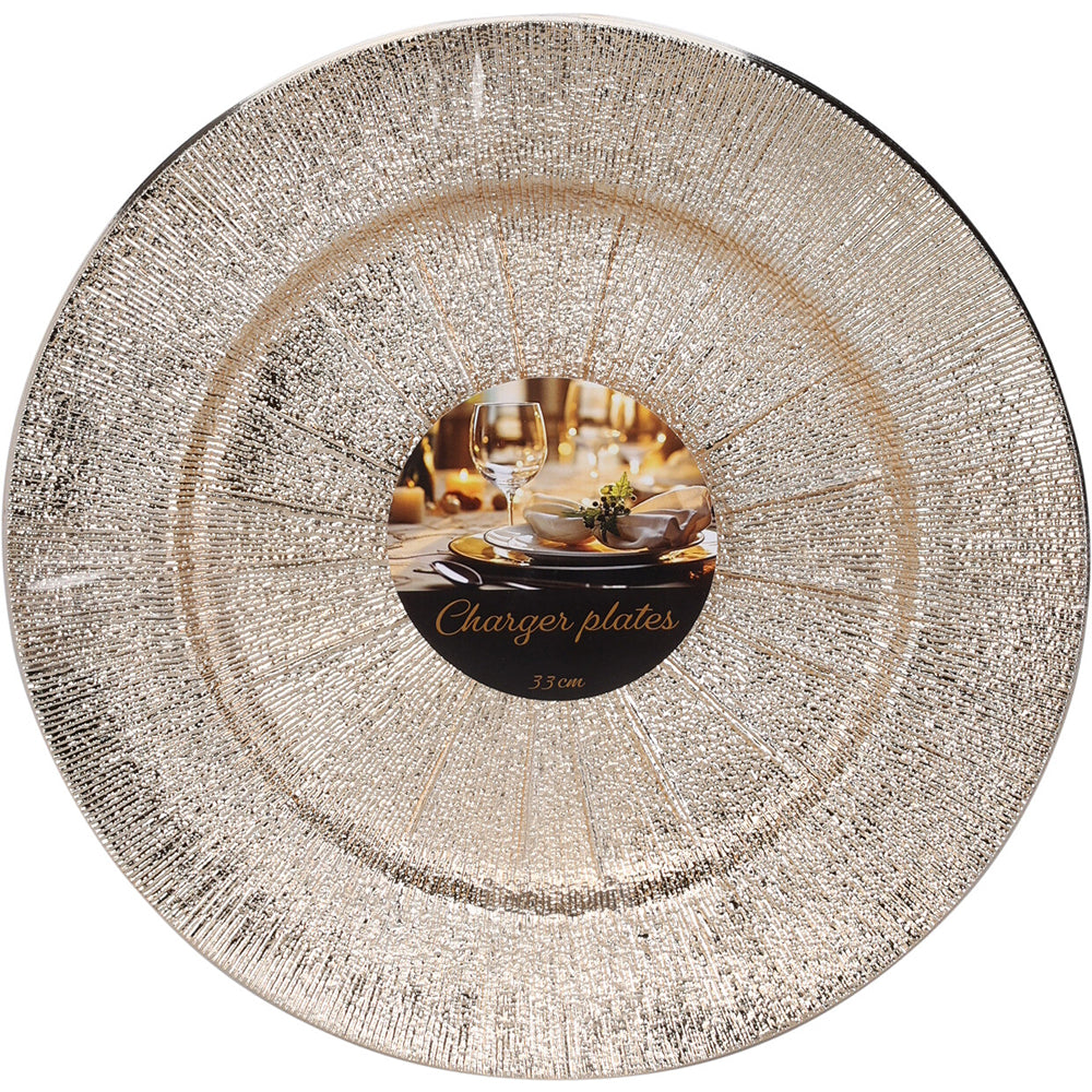 Christmas Gold Sunburst Charger Plates | 33 cm, Pack of 4, Metallic Finish