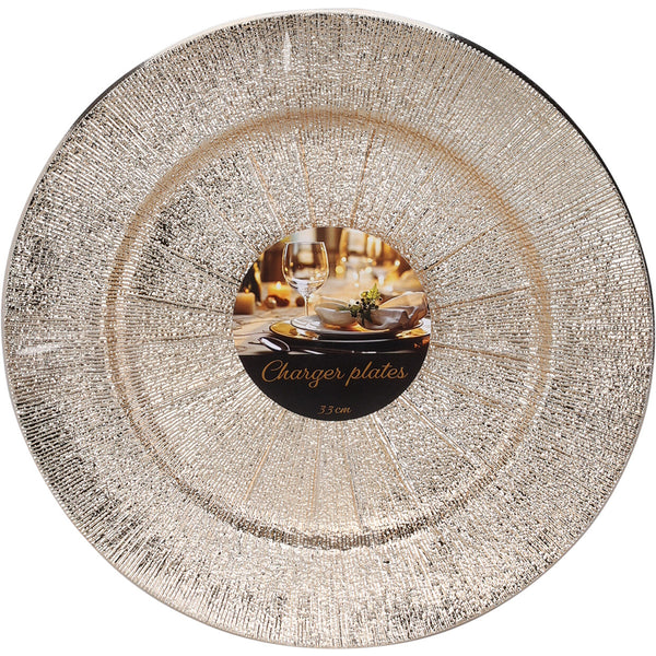 Christmas Gold Sunburst Charger Plates | 33 cm, Pack of 4, Metallic Finish