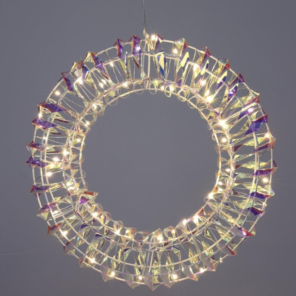 LED Rainbow Light Up Metal Wreath | 30cm