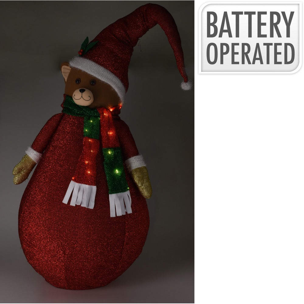 Christmas Bear Decoration with LED Lights | 120cm Collapsible Body