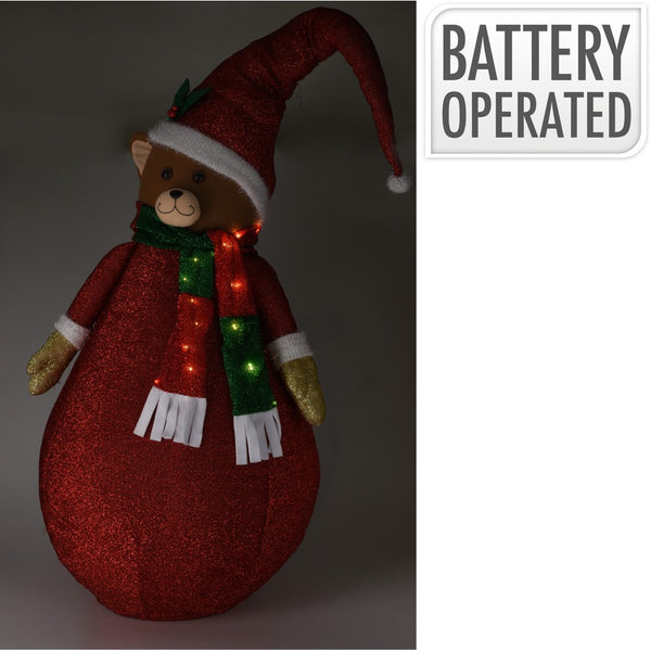 Christmas Bear Decoration with LED Lights | 120cm Collapsible Body