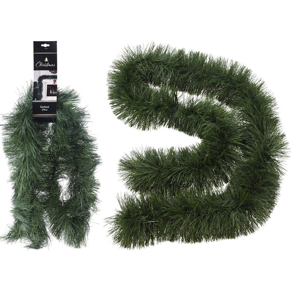 Christmas Matt Green Tinsel Garland | 274cm, Flexible, Lightweight