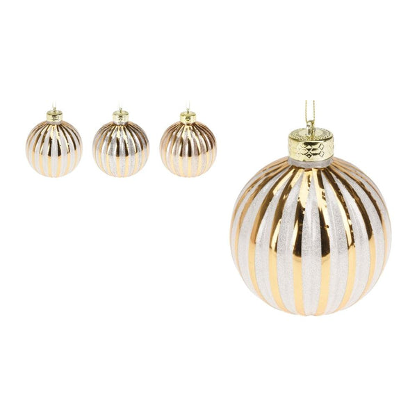 Glitter & Gold Stripe Bauble | Assorted | 10cm