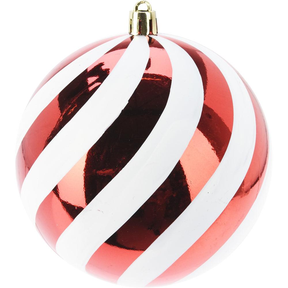 Red & White Stripe Shine Bauble | 18cm