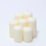 Ivory Decorative Pointed Top Pillar Candles | Pack of 7, Assorted