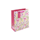 EuroWrap Floral Medium Gift Bag | Ribbon Handles, Wide Gusset