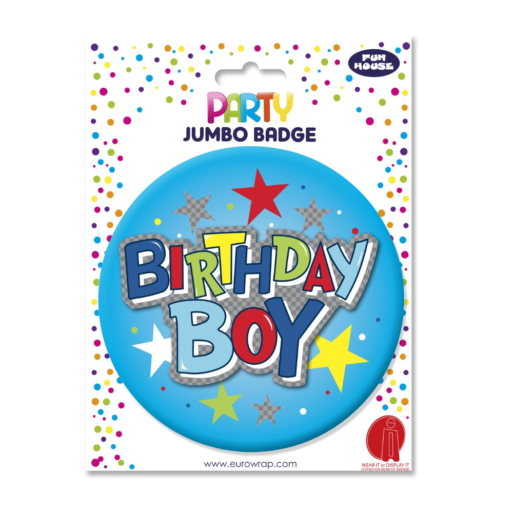 Birthday Boy Giant Party Badge | Jumbo Size, With Rear Stand