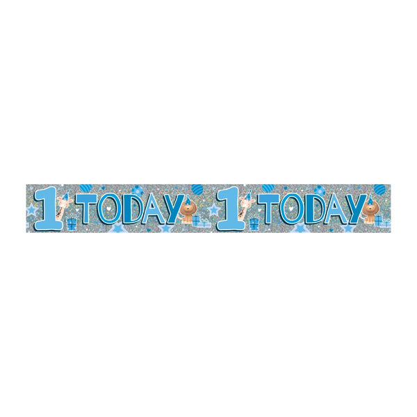 1Today 1 Today First Birthday Banner for Boys | Blue, Long Horizontal