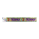 3rd Birthday Jungle Holographic Banner | 3 Today Headline Design