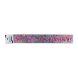 Sweet 16 Holographic Birthday Banner | Pink and Purple, Heart Accents