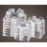 Micro LED Christmas Gift Box Decorations | Iridescent Set of 3
