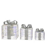 Micro LED Christmas Gift Box Decorations | Iridescent Set of 3