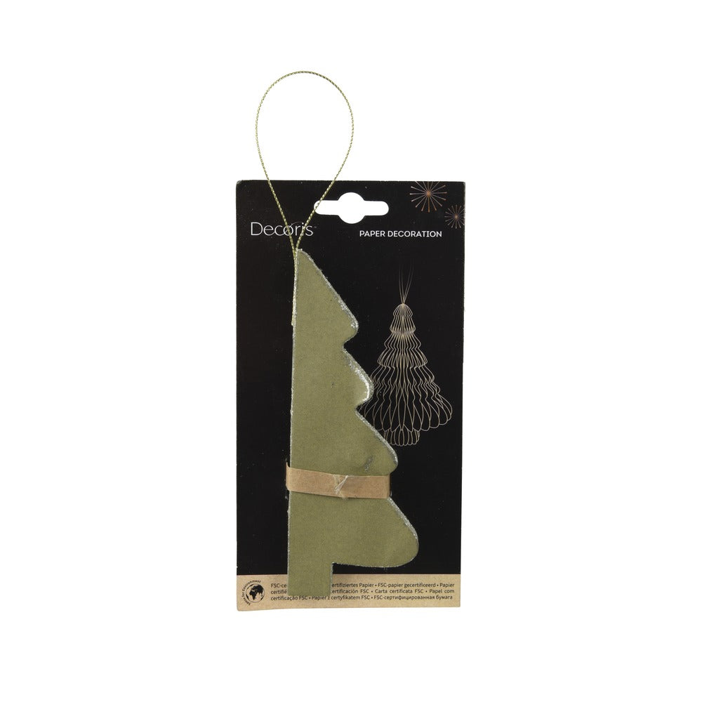 Green Paper Hanging Christmas Tree Decoration 15cm | Festive Décor