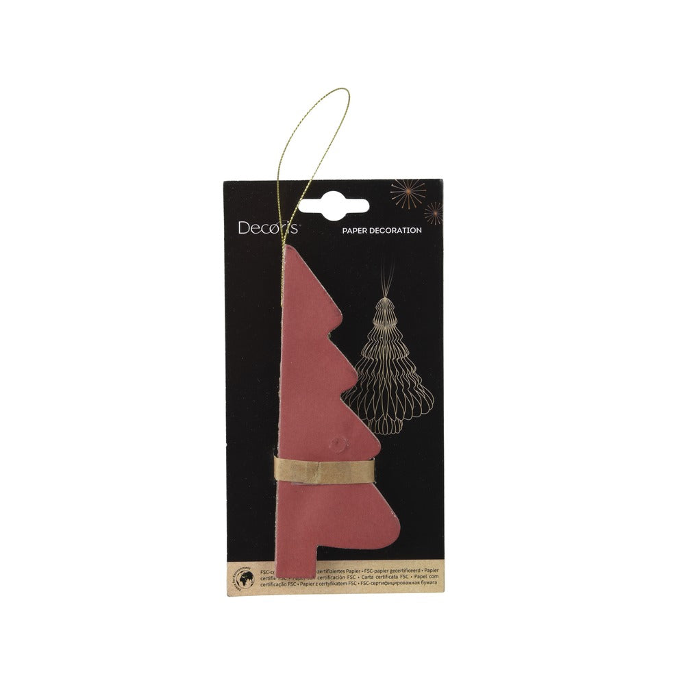 Christmas Hanging Paper Tree Decoration Red | 15cm Size
