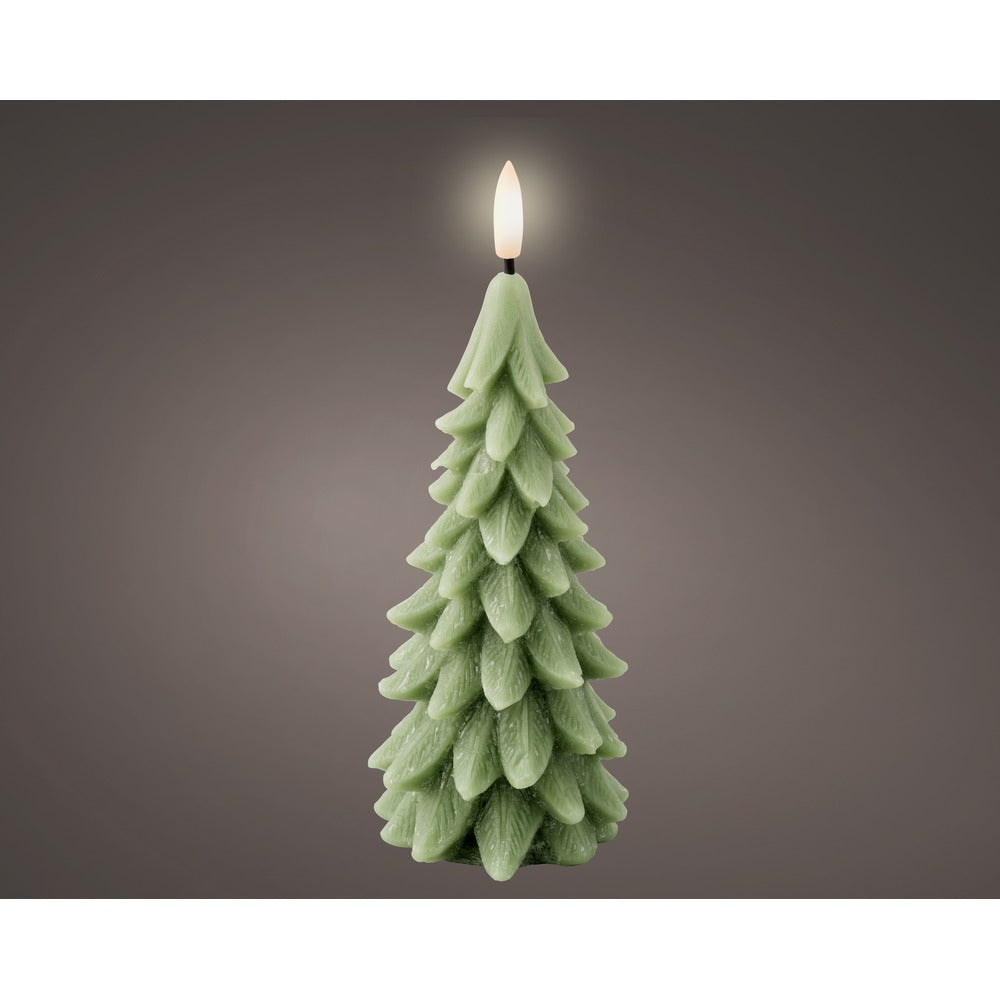 LED Wick Candle Tree Green | 19.3cm Christmas Decoration