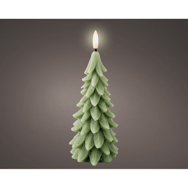 LED Wick Candle Tree Green | 19.3cm Christmas Decoration