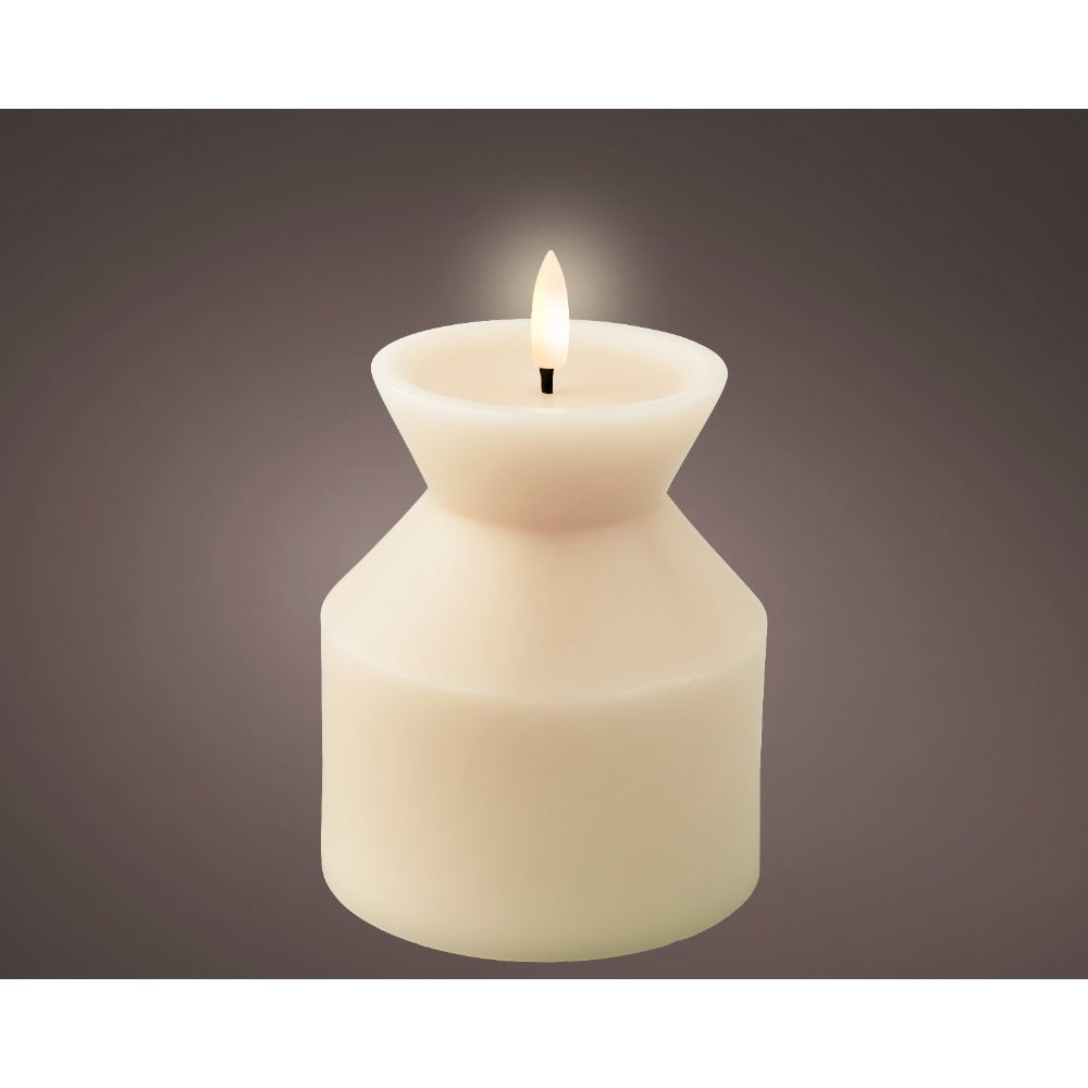Decoris LED Wick Vase Candle | Single Wick, Hourglass Shape, Cream, 14cm
