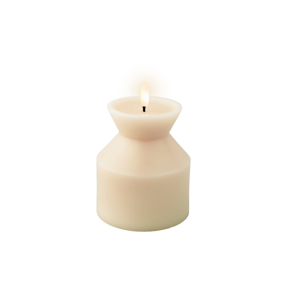Decoris LED Wick Vase Candle | Single Wick, Hourglass Shape, Cream, 14cm
