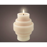 Decoris LED Wick Vase Candle | Cream, 16cm, Tiered Pillar Design