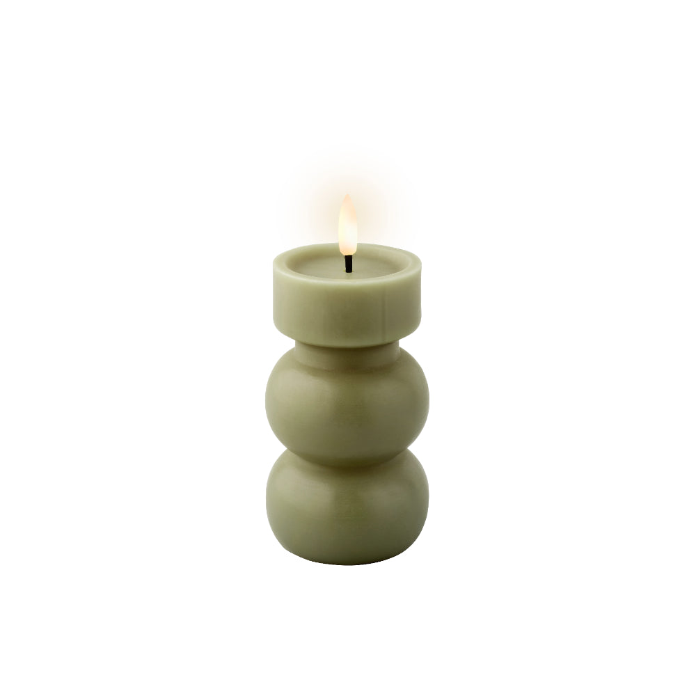 Decoris LED Wick Stacked-Sphere Vase Candle | Sage Green, 15 cm