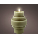 Decoris LED Wick Stacked Cylinder Vase Candle | Muted Green, 16cm