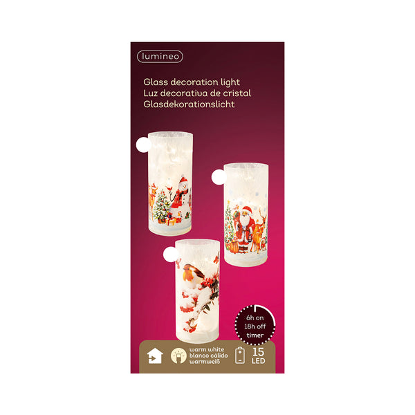 Christmas Micro LED Cylindrical Table Light Xmas Scene | 20cm, Assorted Designs