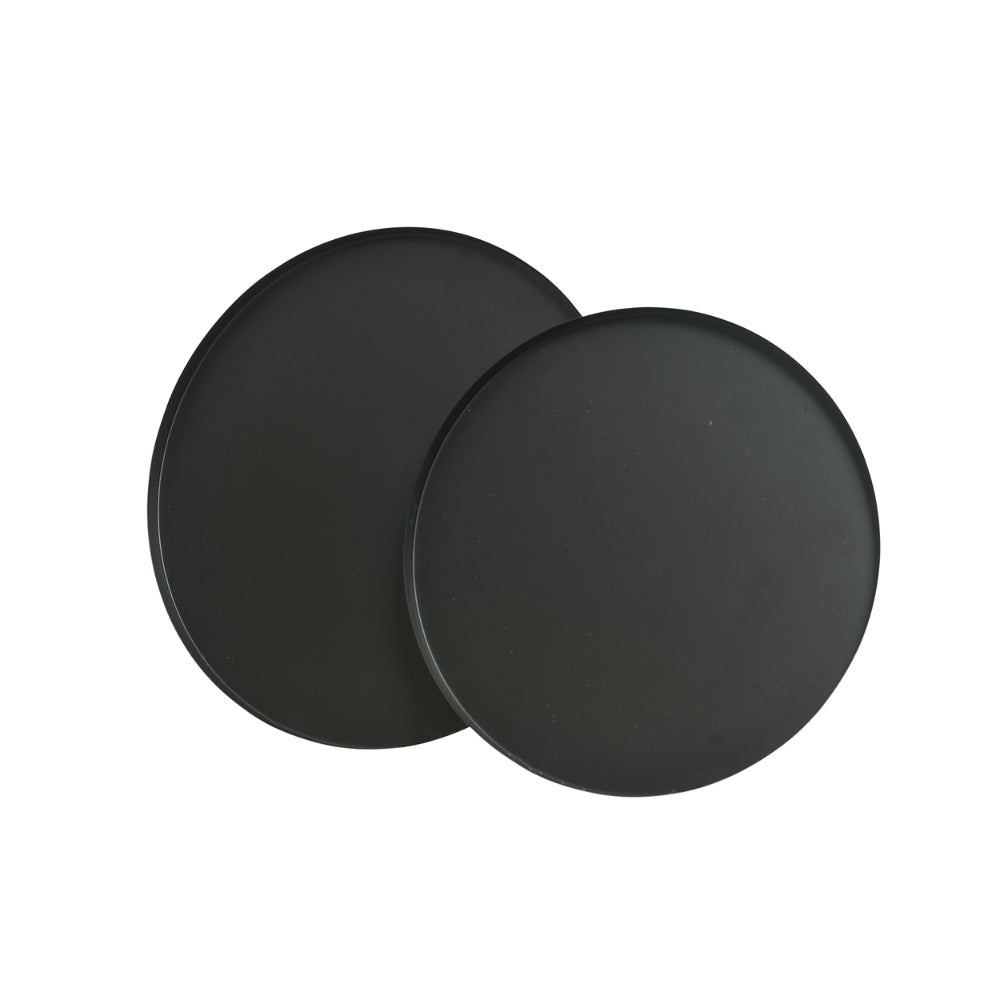 Decoris Round Matte Black Serving Tray | 35cm, Pack of 2 Pieces