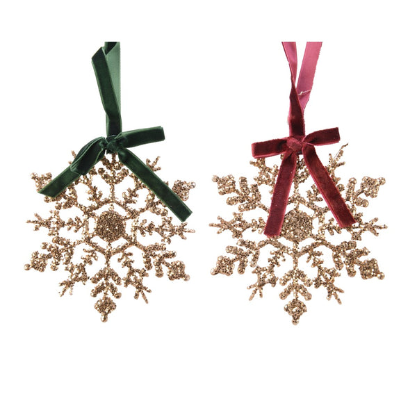 Christmas Hanging Snowflake Decorations Glitter | 2 Assorted Colours