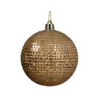 Christmas Textured Gold Bauble | 8 cm, High-Gloss Metallic Finish, Hanging Cord