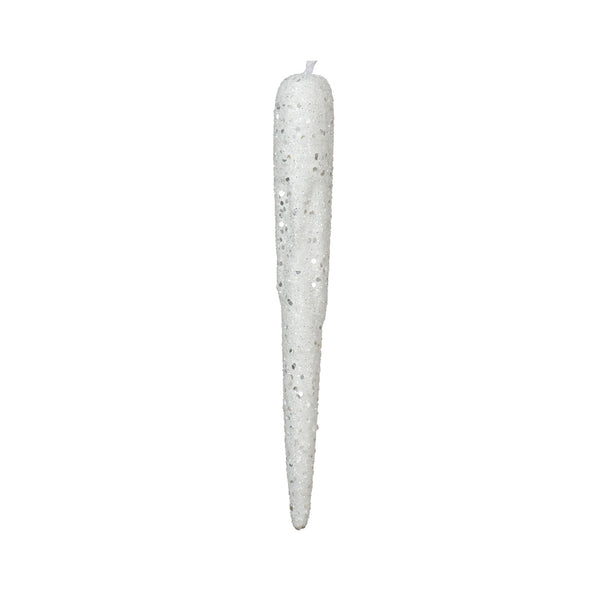 Christmas White Frosted Icicle Hanging Decoration | 24cm, Glitter Accents