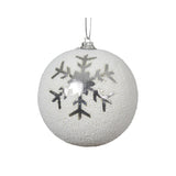White and Silver Snowflake Christmas Bauble | 8cm Decoration