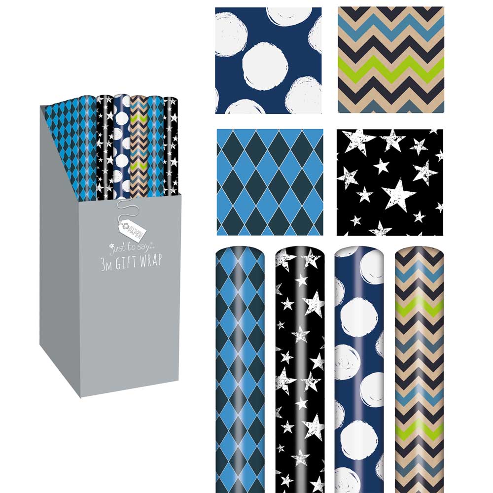 Tallon 3 Metre Gift Wrap Wrapping Paper | Geometric Prints, Glossy, Durable