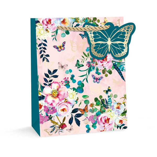 Tallon Gift Bag Butterflies Small | Watercolour Floral, Gold-Foil Tag