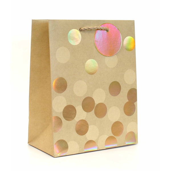 Tallon Medium Gift Bag - Gold Spots - Holographic Dots