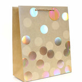 Tallon Gold Spots Large Gift Bag | Holographic Dots, Kraft-Look, Rope Handles
