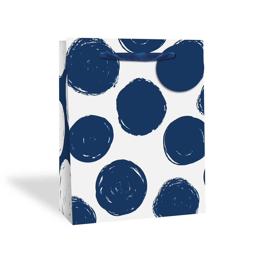 Tallon Gift Bag Spots Large Gift Bag | Navy Dots, Ribbon Handles, Gift Tag