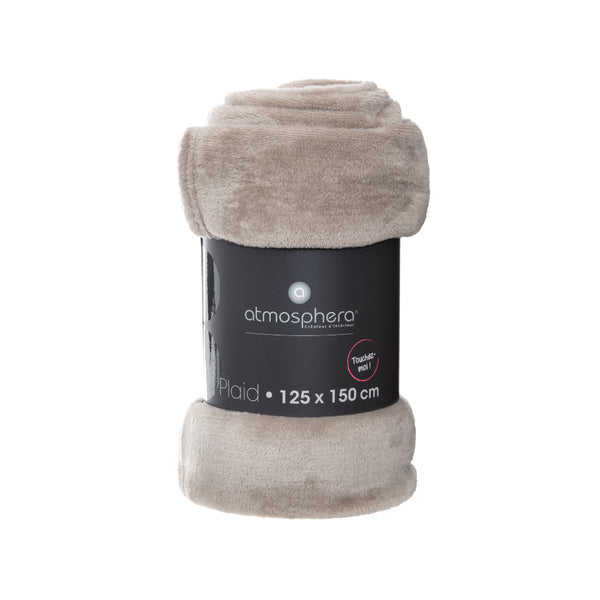 Atmosphera Beige Plaid Throw Blanket | 125 x 150cm, Ultra-Soft