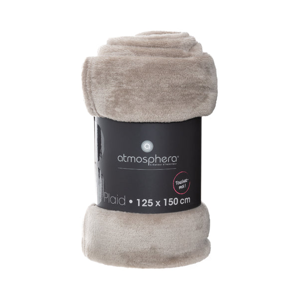 Atmosphera Beige Plaid Throw Blanket | 125 x 150cm, Ultra-Soft