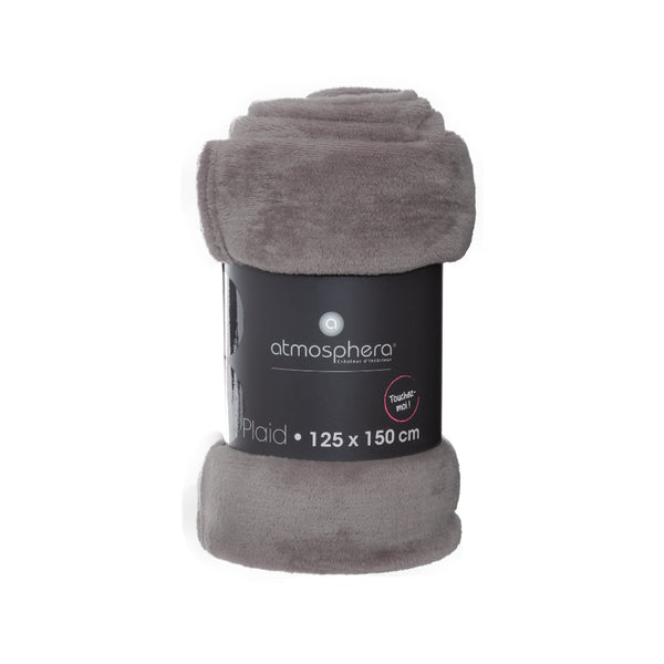 Atmosphera Grey Plaid Velvety Plush Throw Blanket | 125 x 150cm