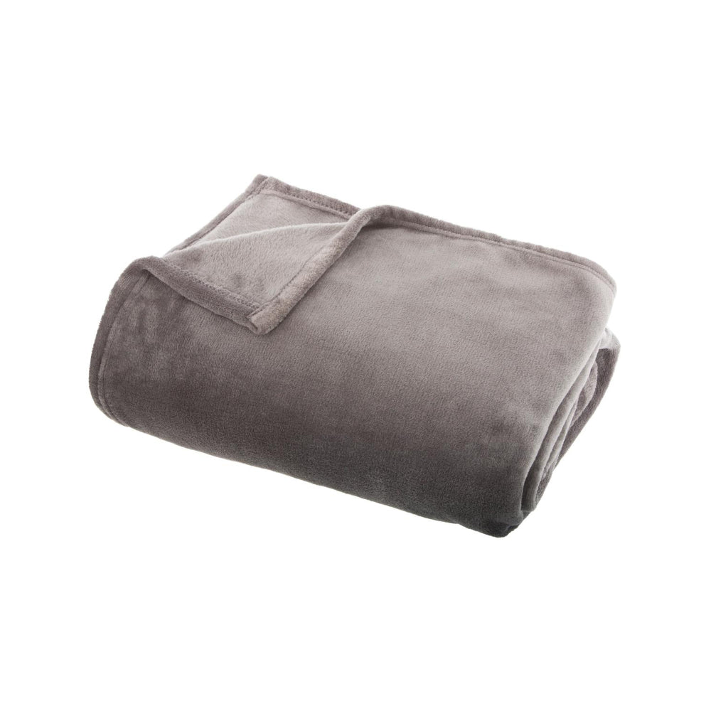 Atmosphera Grey Plaid Velvety Plush Throw Blanket | 125 x 150cm