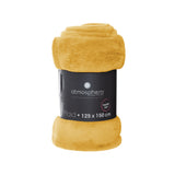 Atmosphera Ochre Plaid Throw Blanket | 125 x 150 cm, Plush Touch