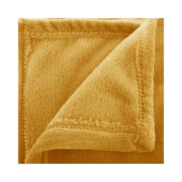 Atmosphera Ochre Plaid Throw Blanket | 125 x 150 cm, Plush Touch