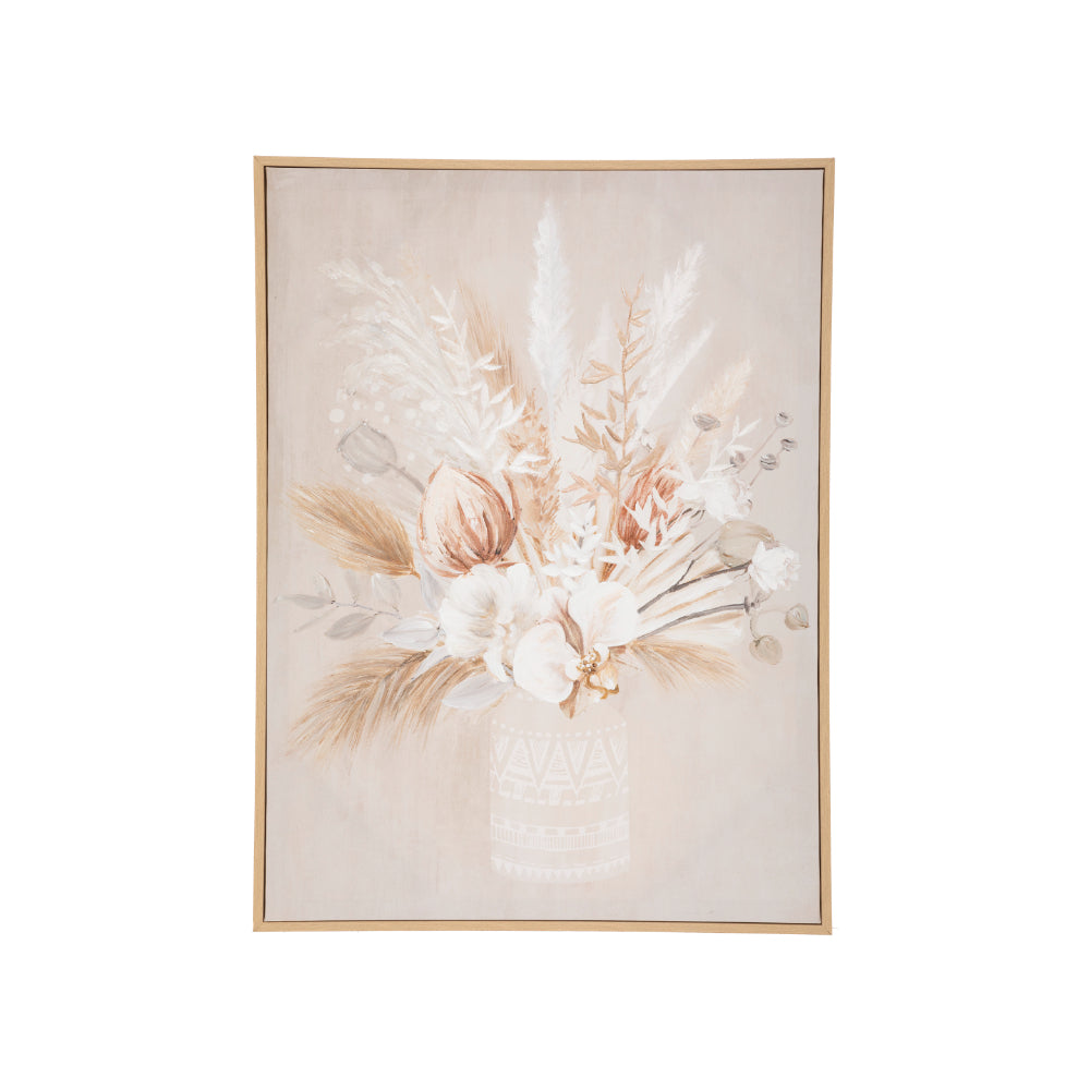 Atmosphera Beige Floral Vase Framed Canvas Wall Art | 50 x 70cm